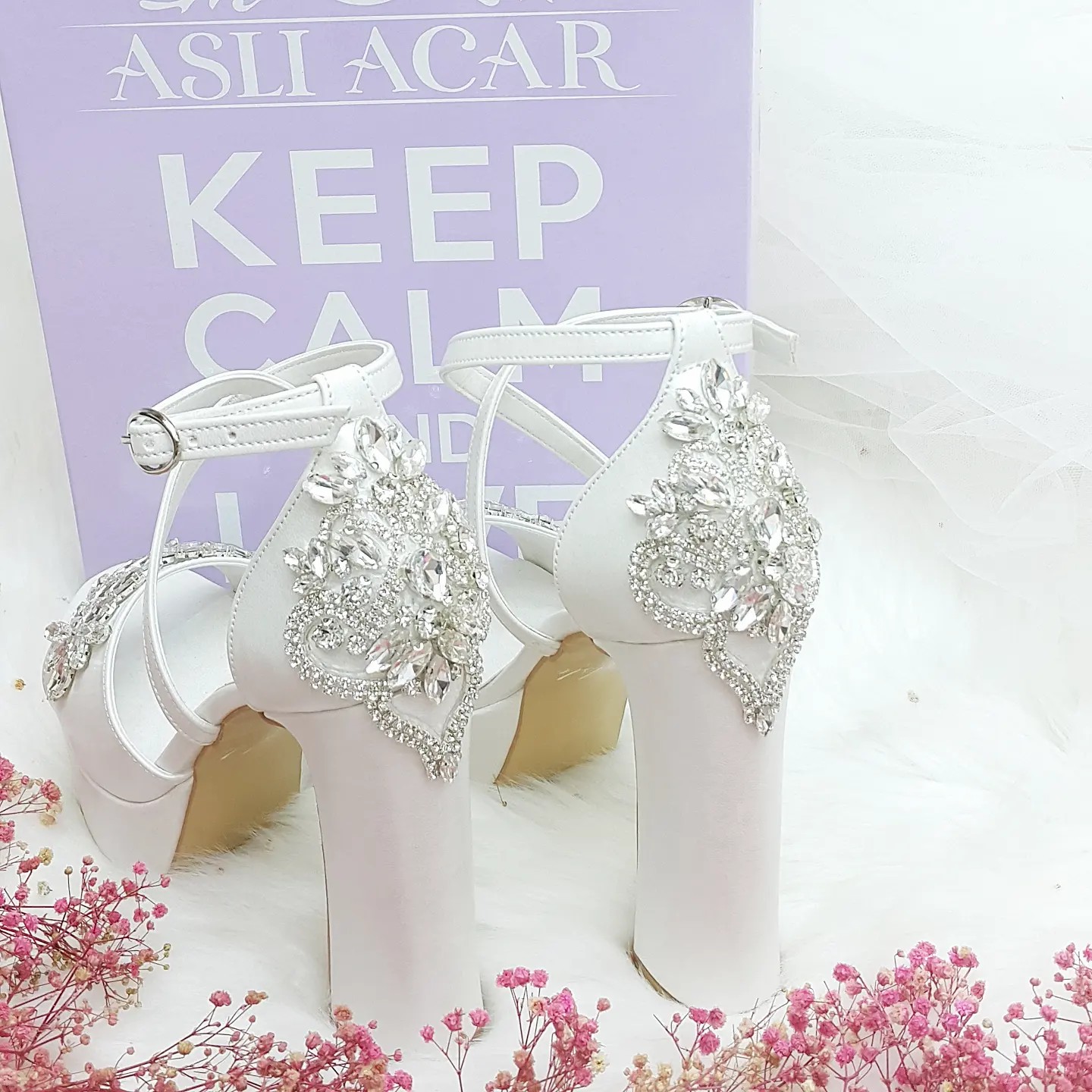 Blake - Nude Crystal Embellished Bridal Block Heel - Final sizes