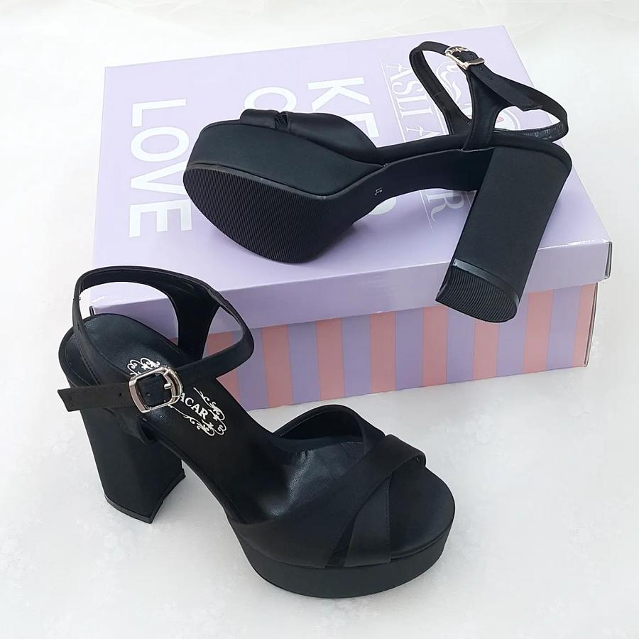 11 Cm Comfortable Heeled Black Satin Women's Evening Dress Shoes - 72. ...